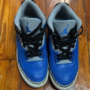 Blue and Gray Sneakers with Black Laces